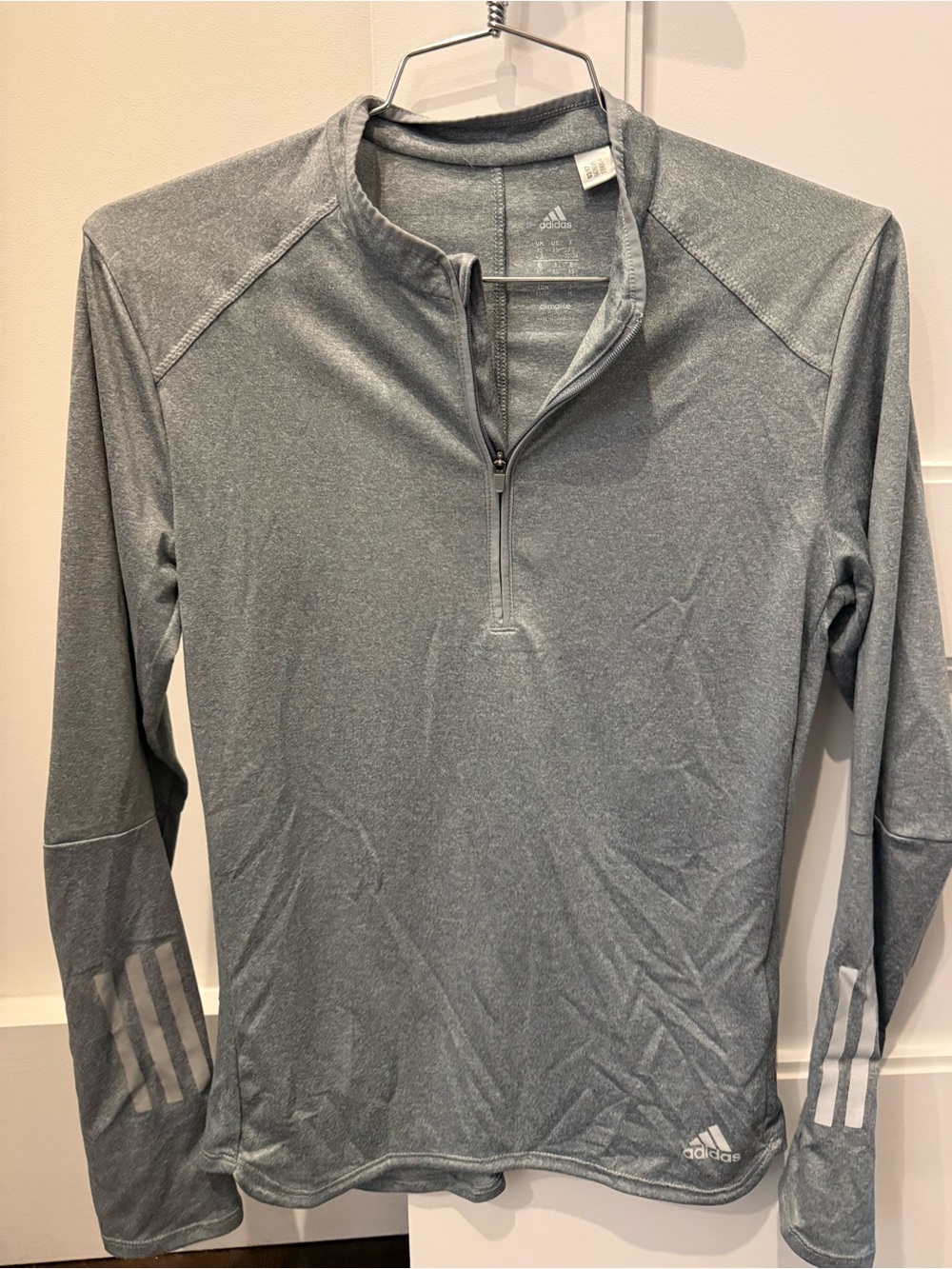 adidas Gray Climalite Quarter-Zip Pullover